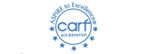 A blue logo with the word " care " in it.